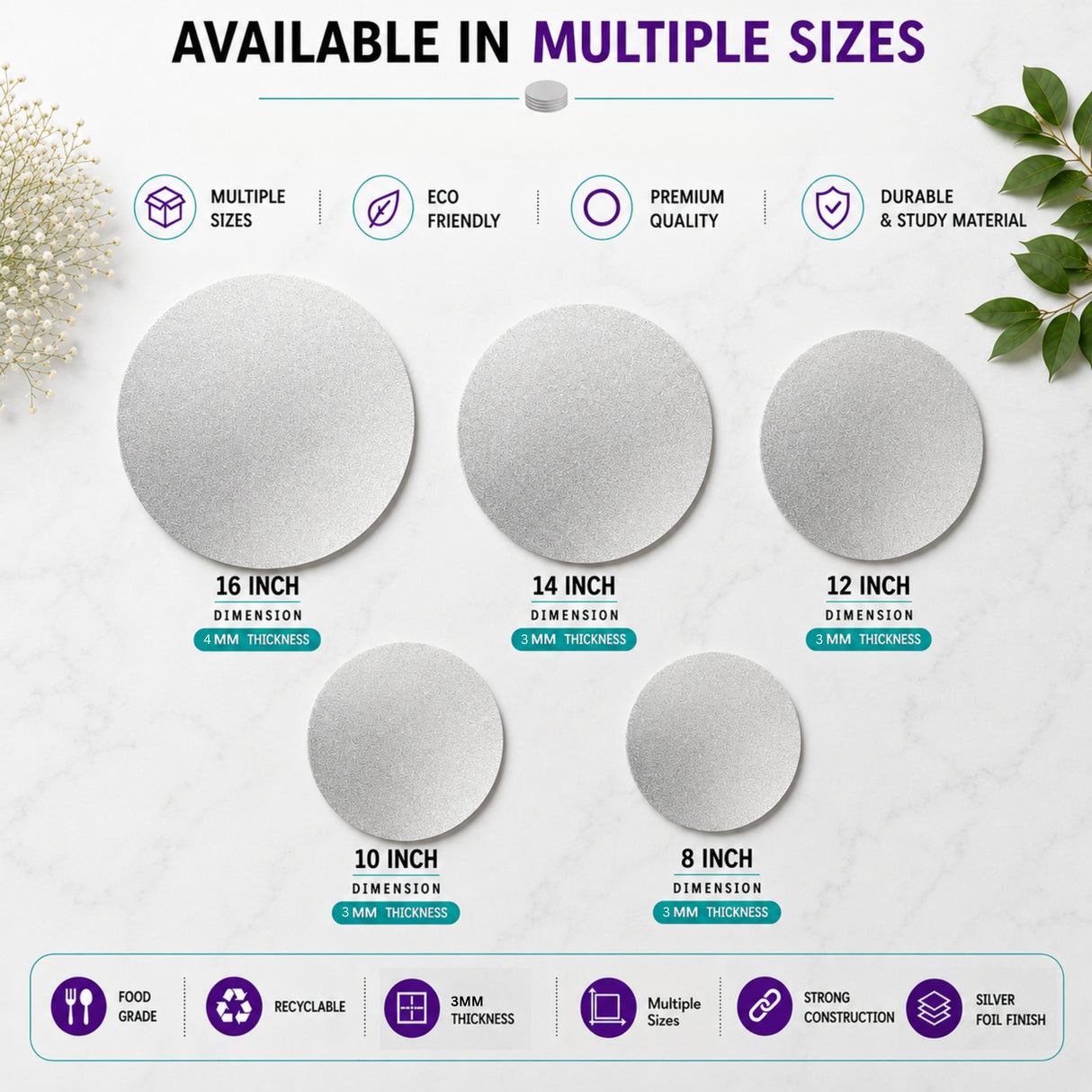 Double Thick Round Cake Boards
