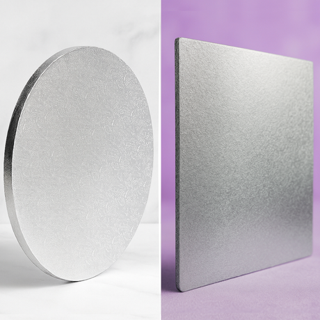 Pack N Trade Round and Square Cake Boards. Double Thick 3mm Cardboard, Foil-Finished Both Sides, Reusable & Sturdy Cake Base for Baking, Decorating, and Display.