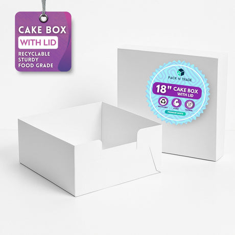 Premium White Cake Boxes with Removable Lid
