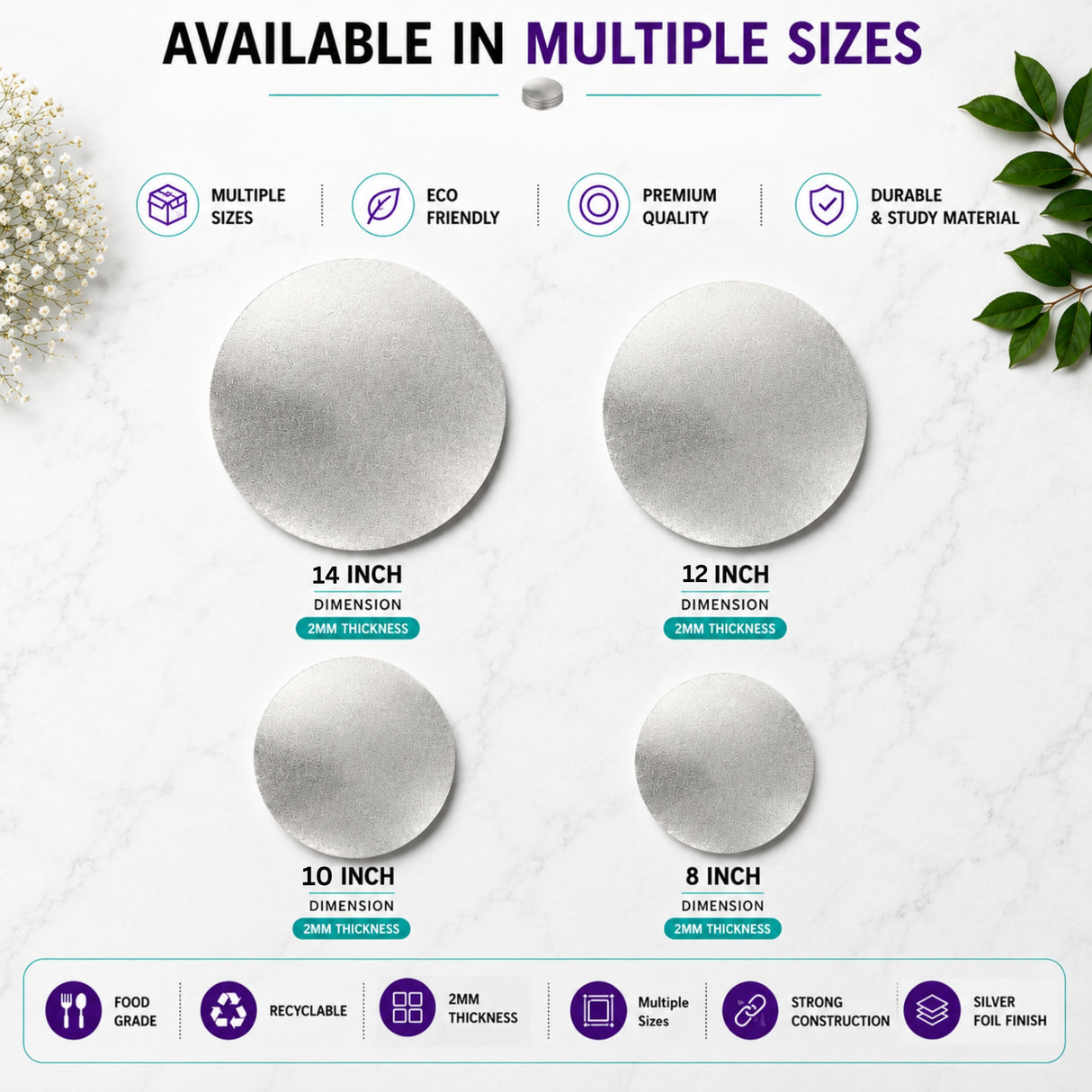 Single Thick Round Cake Boards